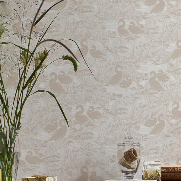 Laura Ashley - Non-woven tapet - Swans Dove Grey - Grå 10mx52cm
