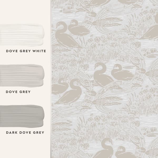 Laura Ashley - Non-woven tapet - Swans Dove Grey - Grå 10mx52cm