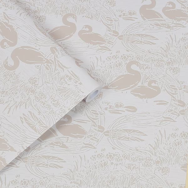 Laura Ashley - Non-woven tapet - Swans Dove Grey - Grå 10mx52cm