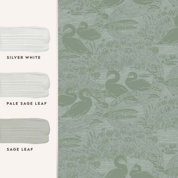 Laura Ashley - Non-woven tapet - Swans Jade Green - Grön 10mx52cm