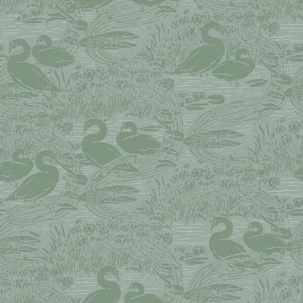 Laura Ashley - Non-woven tapet - Swans Jade Green - Grön 10mx52cm
