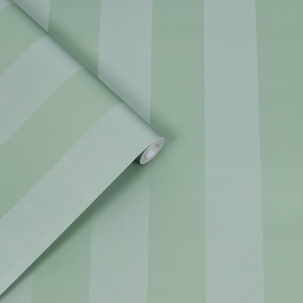 Laura Ashley - Non-woven tapet - Lille Pearlescent Stripe - Grøn 10mx52cm