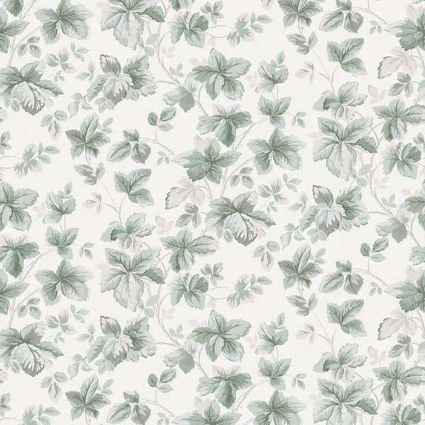 Laura Ashley - Non-woven tapet - Autumn Leaves Sage Green - Grön - 10mx52cm