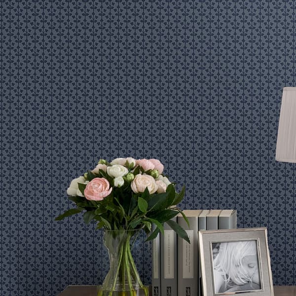 Laura Ashley - Non-woven Tapet - Seaham Midnight Blue - Blå 10mx52cm