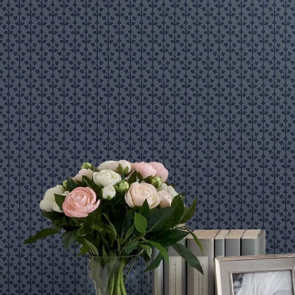 Laura Ashley - Non-woven Tapet - Seaham Midnight Blue - Blå 10mx52cm