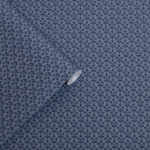Laura Ashley - Non-woven Tapet - Seaham Midnight Blue - Blå 10mx52cm