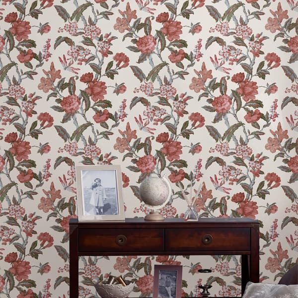 Laura Ashley - Non-woven tapet - Minera - Crimson Red - Rød - 10mx52cm