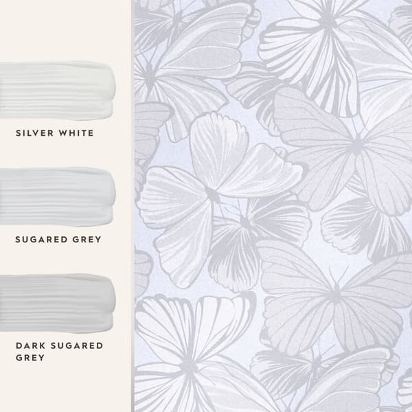 Laura Ashley - Non-woven tapet - Butterfly Garden Sugared Grey - Grå - 10mx52cm