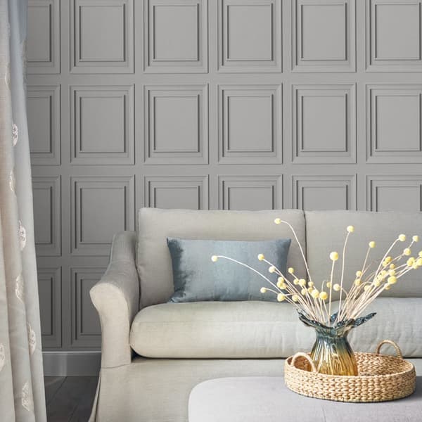 Laura Ashley - Non-woven Tapet - Redbrook Wood Panel Silver 10mx52cm