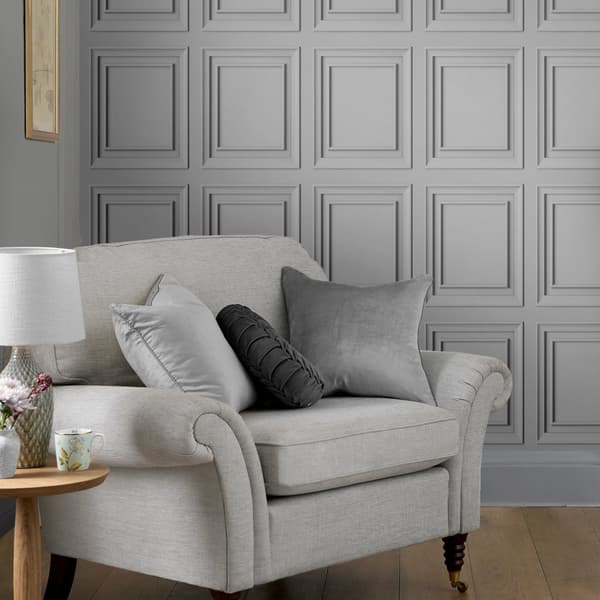 Laura Ashley - Non-woven Tapet - Redbrook Wood Panel Silver 10mx52cm