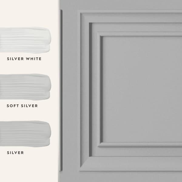 Laura Ashley - Non-woven Tapet - Redbrook Wood Panel Silver 10mx52cm