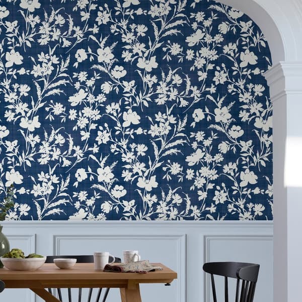 Laura Ashley - Non-woven Tapet - Rye Midnight Seaspray Blå - Blå 10mx52cm