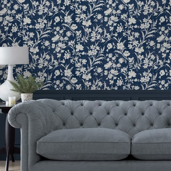 Laura Ashley - Non-woven Tapet - Rye Midnight Seaspray Blå - Blå 10mx52cm