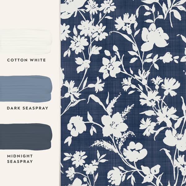 Laura Ashley - Non-woven Tapet - Rye Midnight Seaspray Blå - Blå 10mx52cm