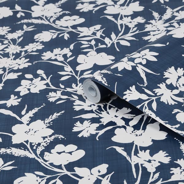 Laura Ashley - Non-woven Tapet - Rye Midnight Seaspray Blå - Blå 10mx52cm