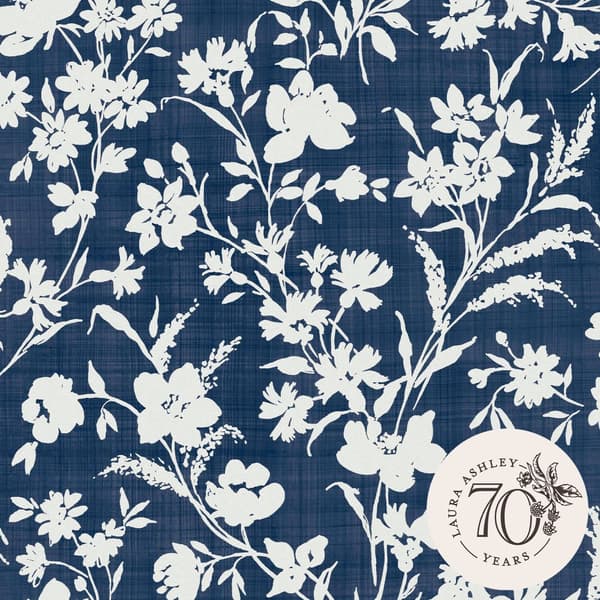 Laura Ashley - Non-woven tapet - Rye Midnight Seaspray Blå - Blå 10mx52cm