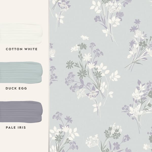 Laura Ashley - Non-woven tapet - Igerna - Pale Duck Egg Blue - Blå 10mx52cm