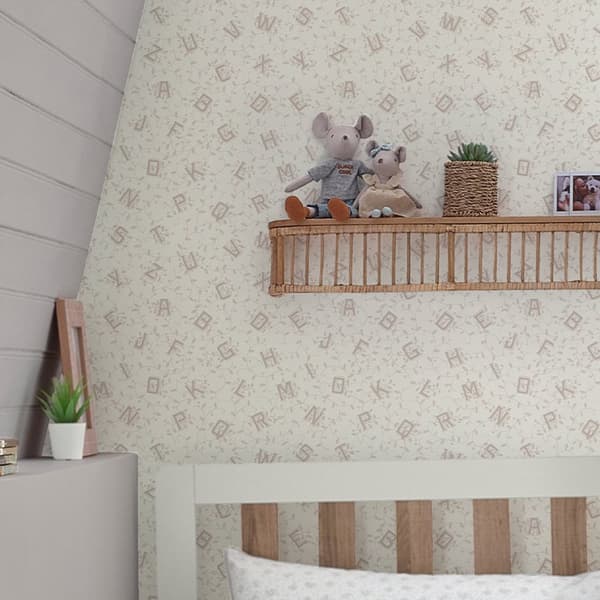 Laura Ashley - Non-woven tapet - Alphabet Dove Grå - Grå