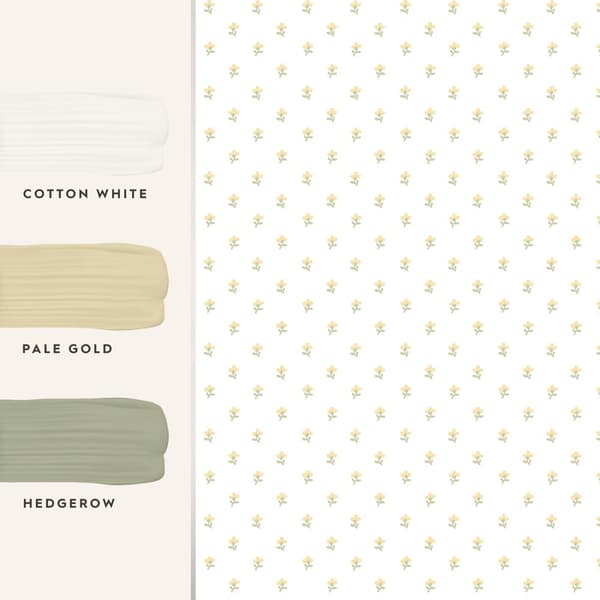 Laura Ashley - Non-woven tapet - Wood Violet Ochre Yellow - Okergul 10mx52cm