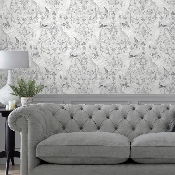 Laura Ashley - Non-woven tapet - Tregaron Silver - Sølv 10mx52cm