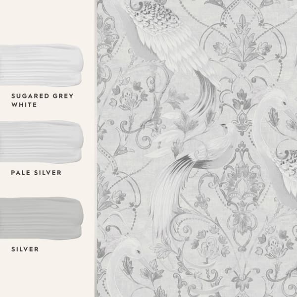 Laura Ashley - Non-woven tapet - Tregaron Silver - Sølv 10mx52cm