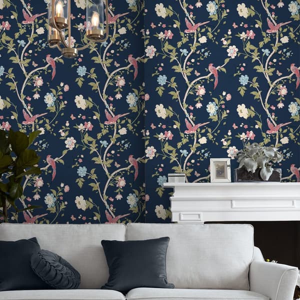 Laura Ashley - Non-woven tapet - Summer Palace Midnight Blue - Blå 10mx52cm