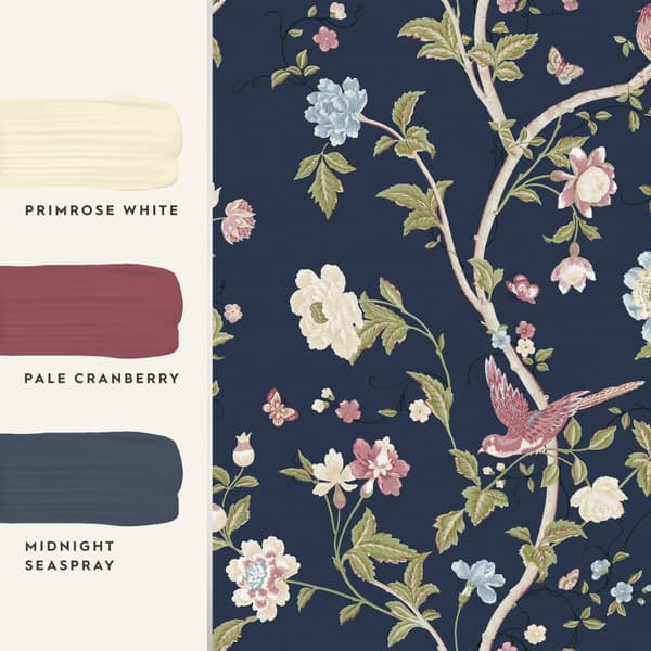 Laura Ashley - Non-woven tapet - Summer Palace Midnight Blue - Blå 10mx52cm