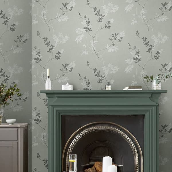 Laura Ashley - Non-woven tapet - Mari - Mineral Grön - Grön 10mx52cm