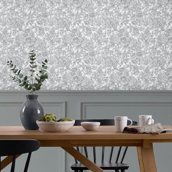 Laura Ashley - Non-woven tapet - Louise - Skifergrå - Grå 10mx52cm