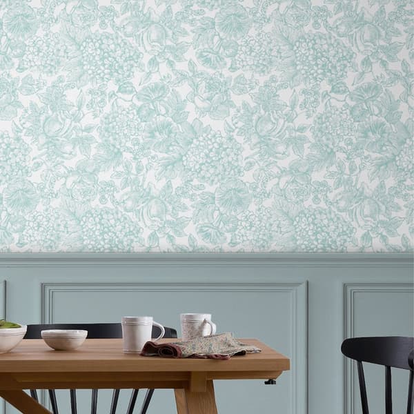 Laura Ashley - Non-woven tapet - Louise - Andeæg blå - Blå 10mx52cm