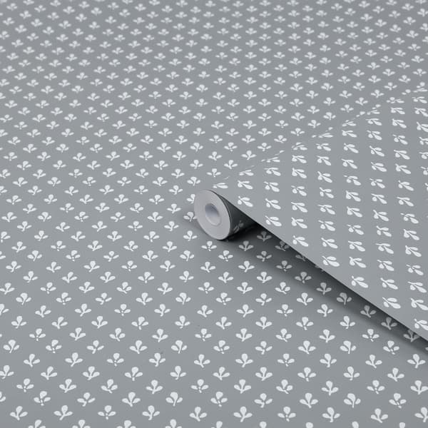 Laura Ashley - Non-woven tapet - Trefoil Slate Grey - Grå 10mx52cm