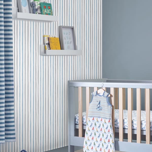 Laura Ashley - Non-woven tapet - Painterly Stripe - Blå - Blå 10mx52cm