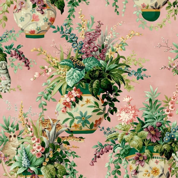 Holden Décor Floral Vase Wallpaper Pink/Green 10m x 53cm