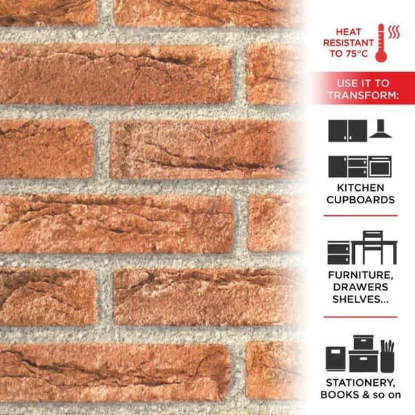 Brick Effect Adhesive Film, 45 cm x 2 mt