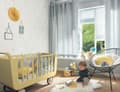 Miniatyrbillede 9 af 11: Casadeco My Little World stof elefanter lyseblå lime hvid