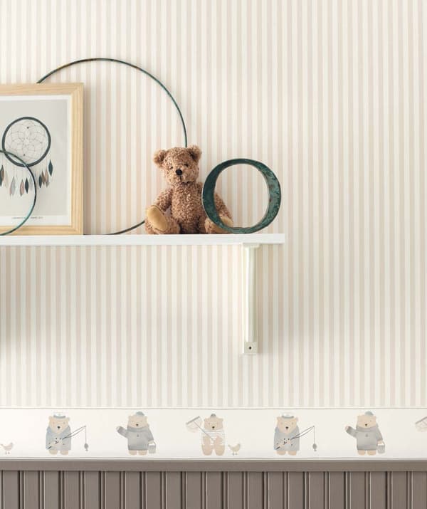 Casadeco My Little World stribet tapet grå hvidt