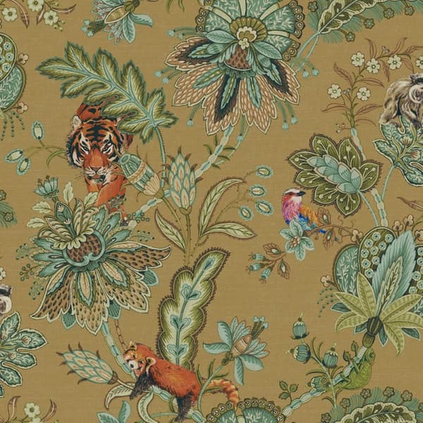 Holden Décor Animal Jacobean Wallpaper Ochre/Green 10m x 53cm