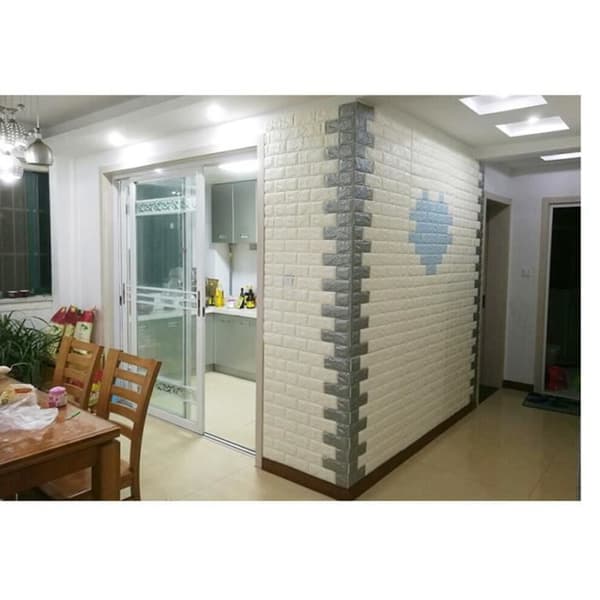 Set med 10 st 3D beige tegeltapeter självhäftande 3D tegelvägg Antikollision Vardagsrum Sovrum Kök 77*70CM