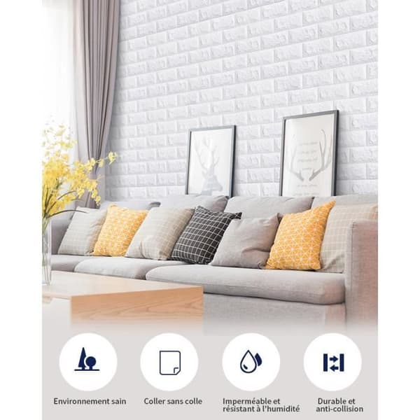 Set med 10 st 3D blå tegel tapeter självhäftande 3D tegelvägg Anti-kollision Vardagsrum Sovrum Kök 77*70CM