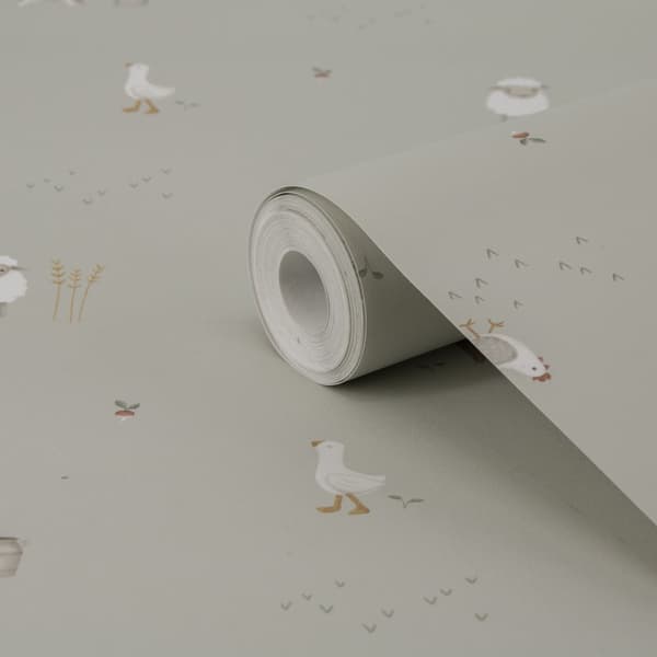 Little Dutch - Non-woven tapet - Little Farm - Grön 10mx52cm