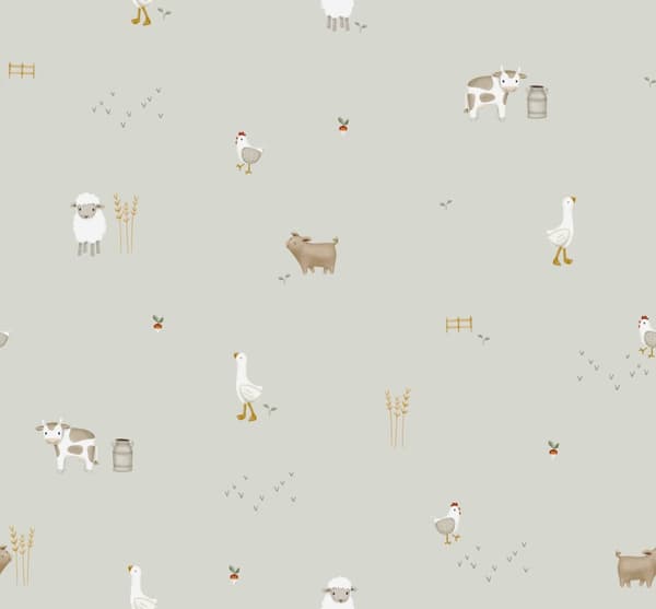 Little Dutch - Non-woven tapet - Little Farm - Grön 10mx52cm