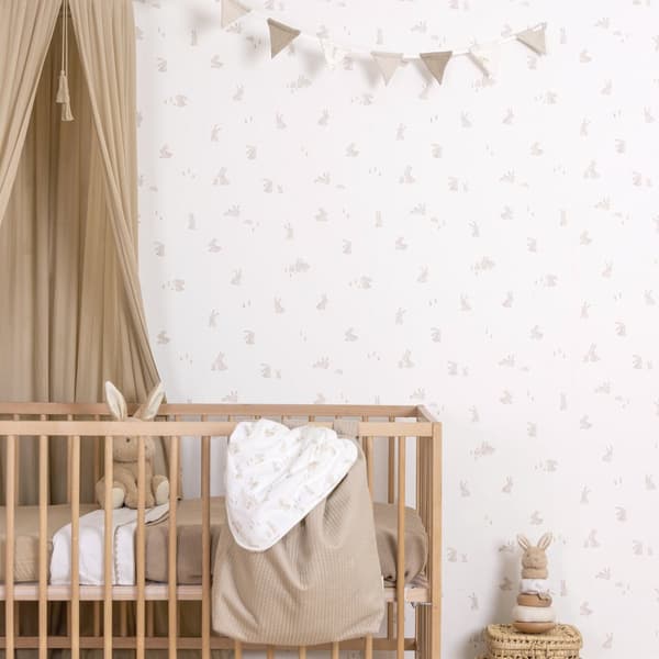 Little Dutch - Non-woven tapet - Baby Bunny - Brun/Vit 10mx52cm