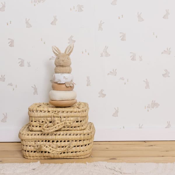 Little Dutch - Non-woven tapet - Baby Bunny - Brun/Vit 10mx52cm