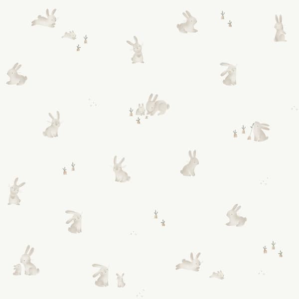 Little Dutch - Non-woven tapet - Baby Bunny - Brun/Vit 10mx52cm