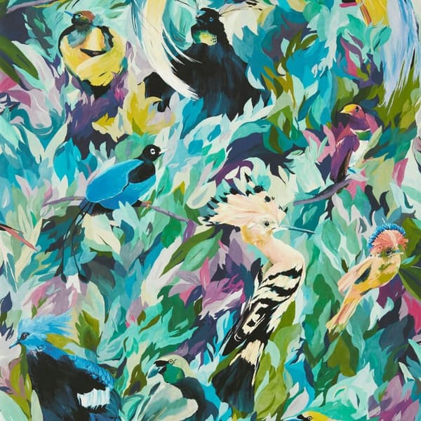 Harlequin Dance of Adornment Wallpaper Wilderness Green/Nectar Orange/Pomegranate 10m x 52cm