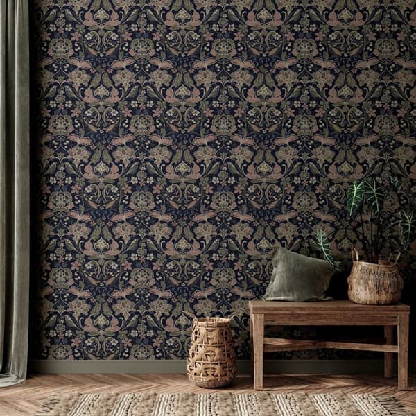 World Of Wallpaper Folk Floral Textured Wallpaper