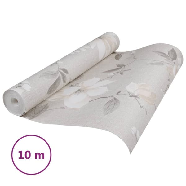 Tapetti 3D kukkakuvio harmaa 10x0,53 m kuitukangas