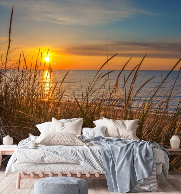 Fototapet, Solnedgang over havet - 150x150