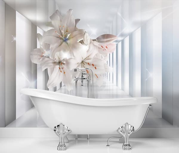Väggdekor för rummet Blommor i en 3D-tunnel - 400x280