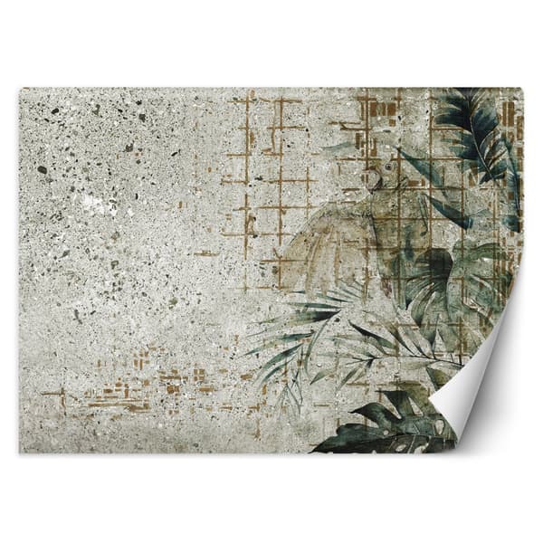 Seinätapetti, Betoni papukaijanlehdet Monstera Green - 200x140